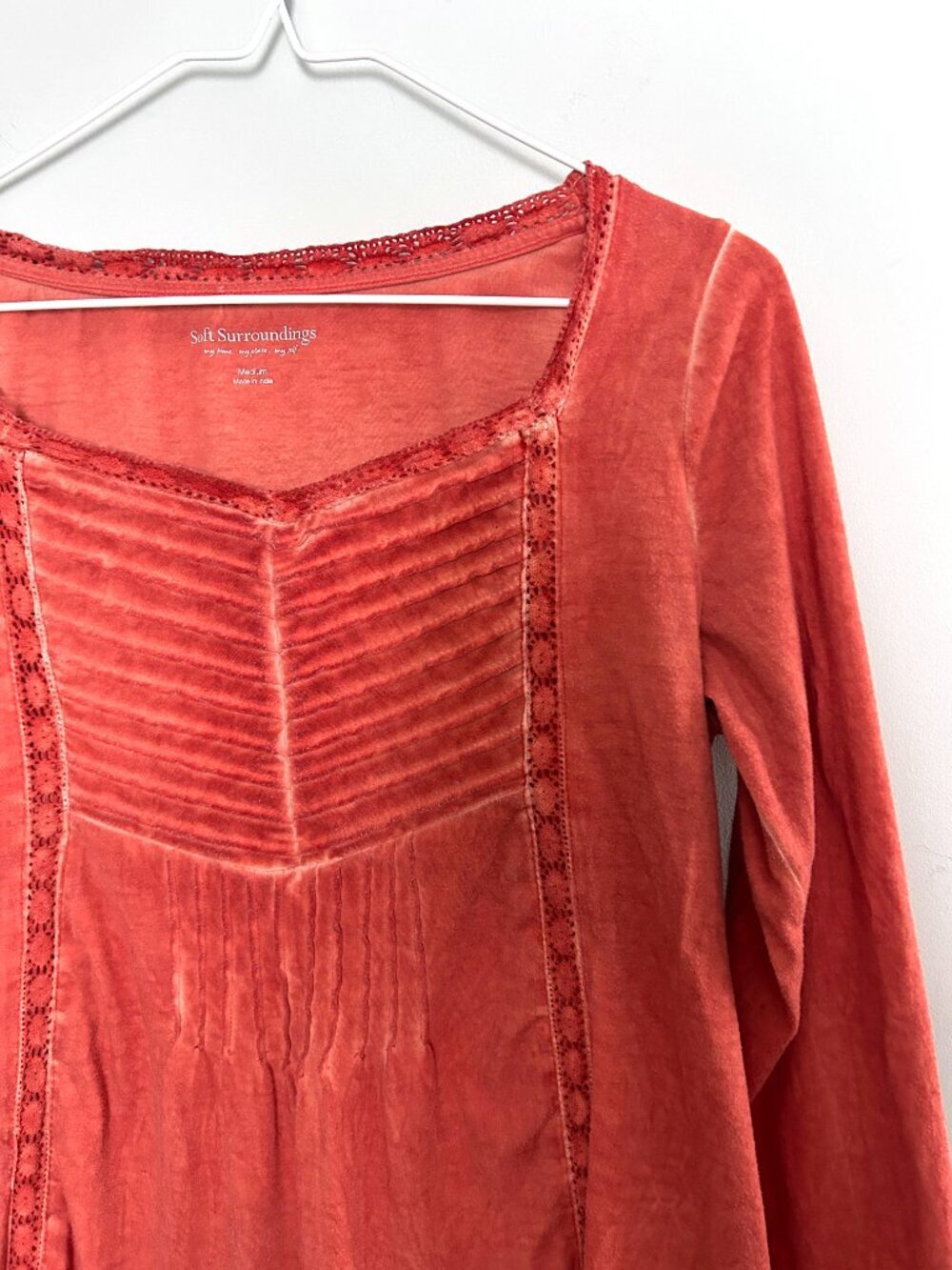 Soft Surroundings Philomena Chevron Tunic Top Burnt Orange Long Sleeve Boho Sz M - Picture 2 of 8